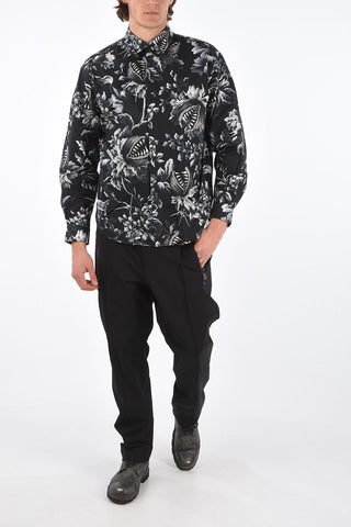 Floral Patterned Cotton Shirt with Hidden Fastening