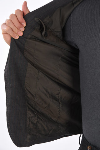 MAN pinstriped center vent 2-button blazer