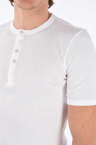 UNDERWEAR Ribbed Crew Neck T-Shirt with Buttons