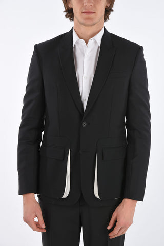 center vent peak lapel 2-button blazer
