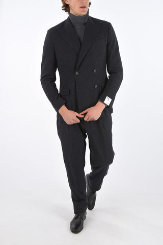 side vents peak lapel AARAGONA double breasted suit