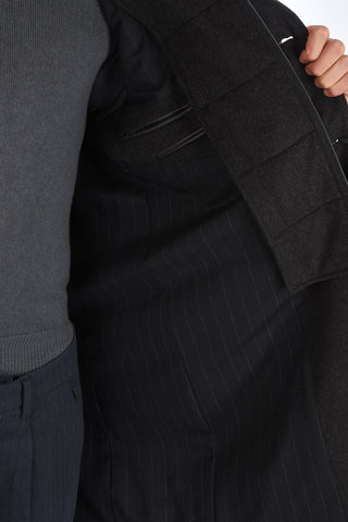 ID Notch Lapel Coat with Zip and Buttons Double Closure