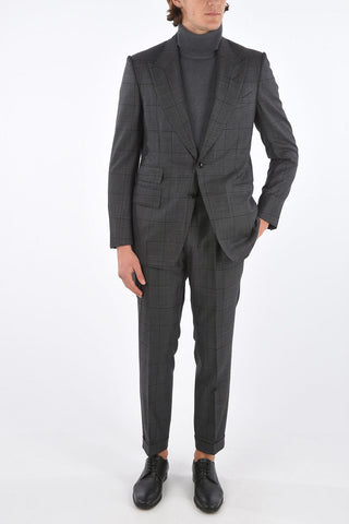 district check center vent peak lapel 2-button SHELTON suit drop 7R
