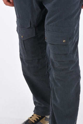 Suede Pants with Elastic Waistband and Ankle Drawstrings