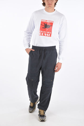 Suede Pants with Elastic Waistband and Ankle Drawstrings