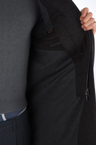 ID Notch Lapel Coat with Zip and Buttons Double Closure