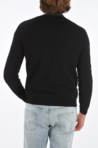 Crew Neck 4-Color Stretch Sweater with Embroidered Logo