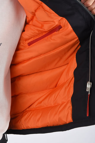 frog closure outerwear jacket with eco fur detail