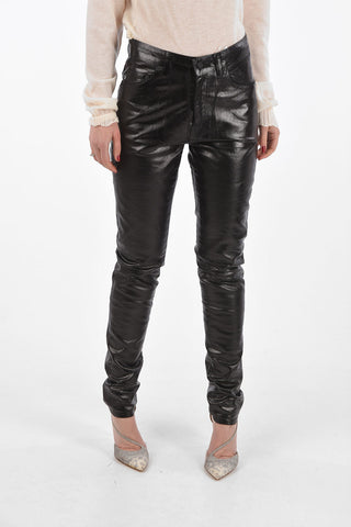 waxed cotton skinny fit pants