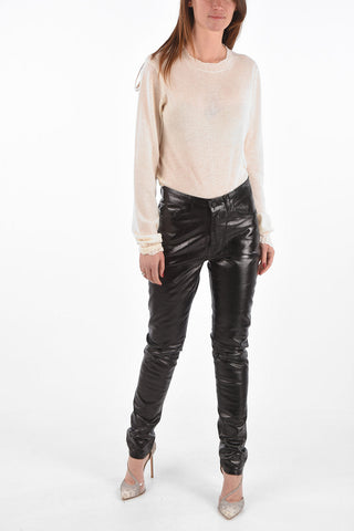 waxed cotton skinny fit pants