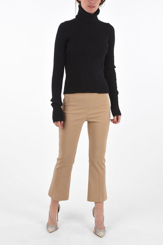 Turtleneck Ribbed Wool Blend Sweater