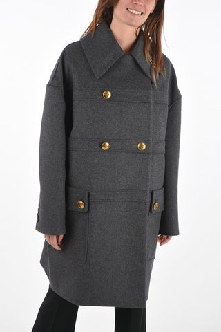 Double-breasted Wool and Cashmere Coat with Jewel Buttons