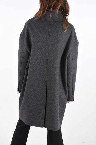 Double-breasted Wool and Cashmere Coat with Jewel Buttons