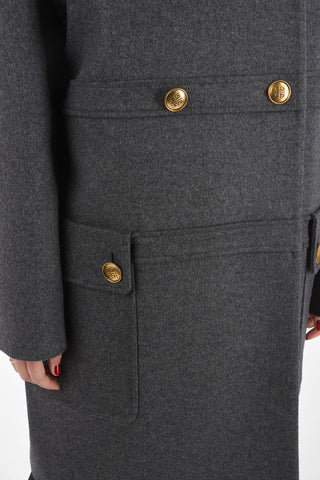 Double-breasted Wool and Cashmere Coat with Jewel Buttons