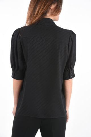 Short-sleeved Logo Jacquard Shirt with Metal Details