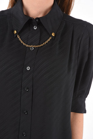 Short-sleeved Logo Jacquard Shirt with Metal Details