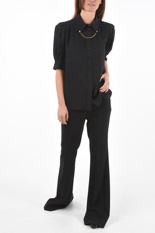 Short-sleeved Logo Jacquard Shirt with Metal Details