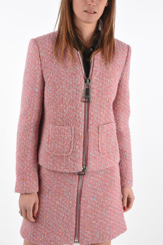 Wool Blazer with Patch Pockets and Front Maxi Zip