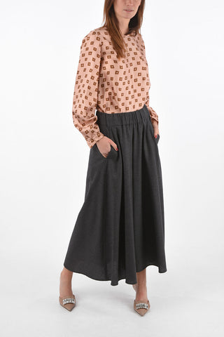 Wool High Waist Palazzo Pants