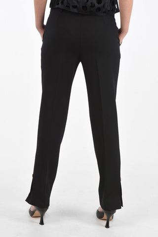 Pantaloni Sartoriali in Misto Lana con Bottoni Medusa alla Caviglia