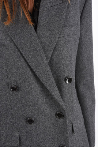 Blazer Doppiopetto in Lana Vergine con Rever a Lancia