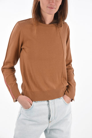 Virgin Wool Sweater with Zip Detail on the Sleeves