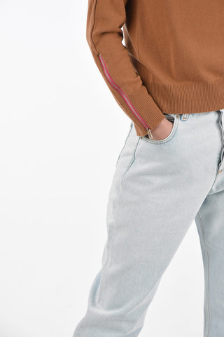 Virgin Wool Sweater with Zip Detail on the Sleeves