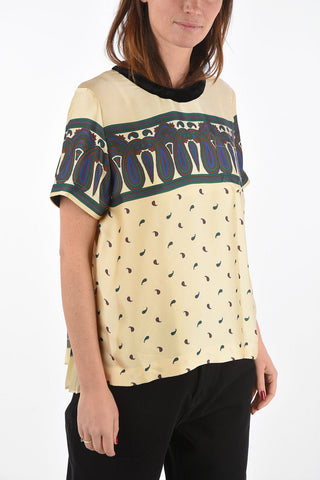 Paisley Patterned Top with Pleated and Pile Details
