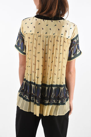 Paisley Patterned Top with Pleated and Pile Details