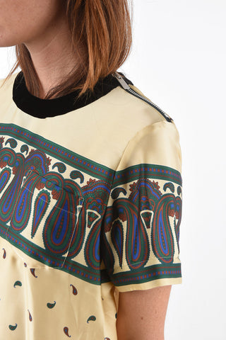Paisley Patterned Top with Pleated and Pile Details