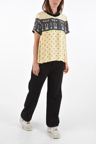 Paisley Patterned Top with Pleated and Pile Details