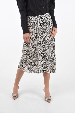 Animal Printed Under the Knee Skirt with Back Zip