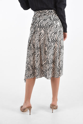 Animal Printed Under the Knee Skirt with Back Zip