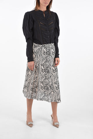 Animal Printed Under the Knee Skirt with Back Zip