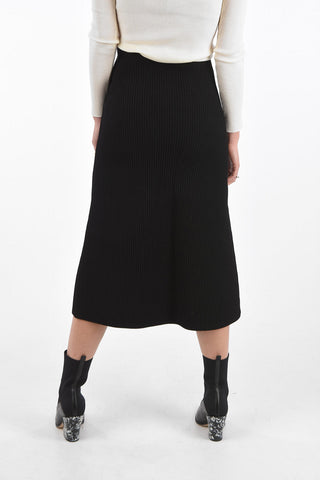 Gonna Elasticizzata a Coste con Zip Laterale