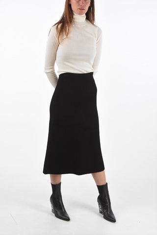 Gonna Elasticizzata a Coste con Zip Laterale