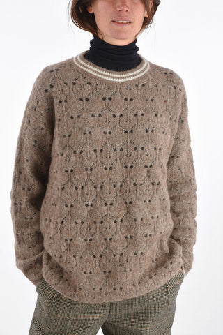 crew-neck openwork sweater