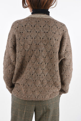 crew-neck openwork sweater