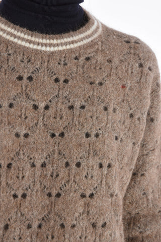 crew-neck openwork sweater