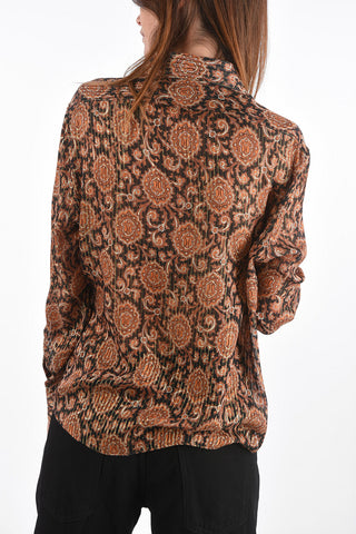 Silk Shirt with Lurex Pinstriped Floral Pattern