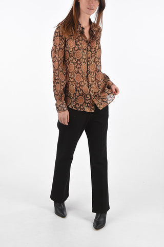Silk Shirt with Lurex Pinstriped Floral Pattern
