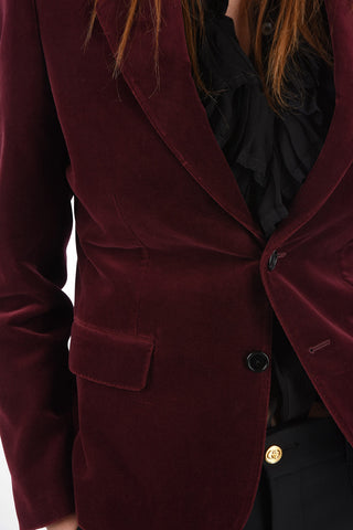 2 Buttons Velvet Blazer