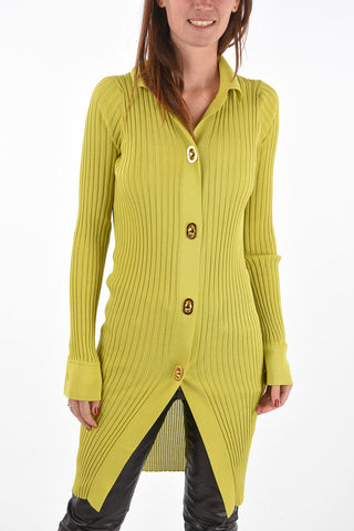 ribbed lightweight maxi cardigan with golden buttons