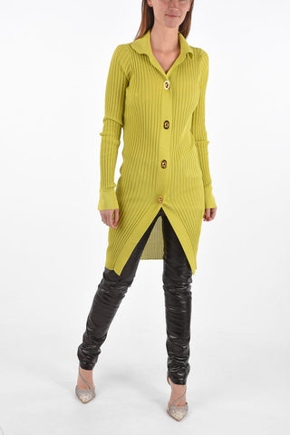 ribbed lightweight maxi cardigan with golden buttons
