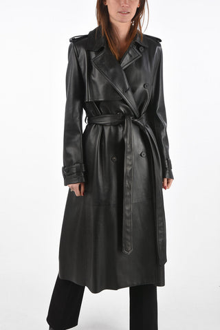 Soft-leather Double-breasted Trench with Belt