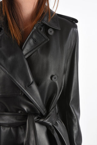 Soft-leather Double-breasted Trench with Belt