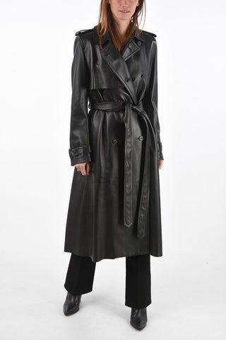 Soft-leather Double-breasted Trench with Belt