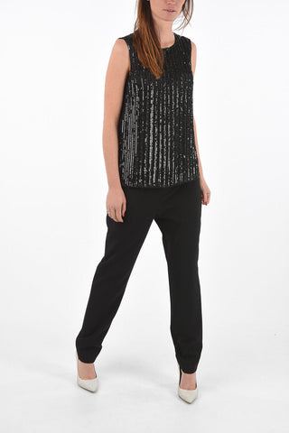 Sleeveless ASIA Top with All-Over Rhinestones and Paillettes