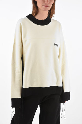 crew-neck sweatshirt with knitted details