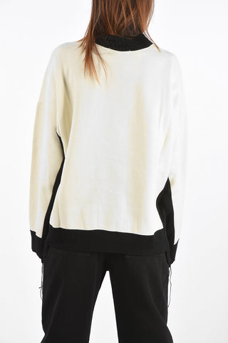 crew-neck sweatshirt with knitted details